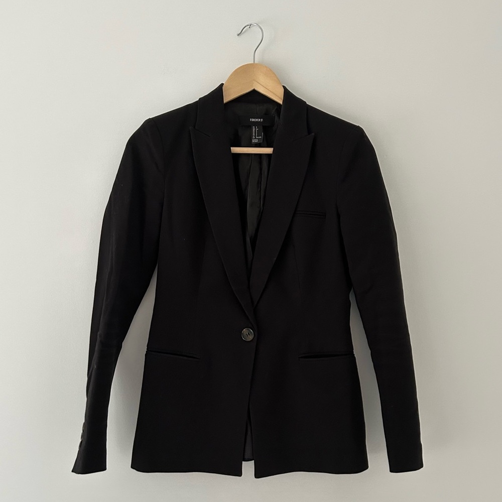 Forever 21 Suit Jacket Black Size S